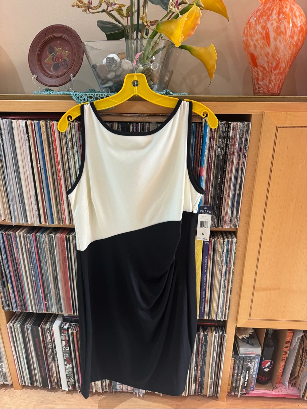 PRICE DROP: NEW WITH TAGS,CHAPS 1978,Black and White Sleeveless Sheath Dress,14
